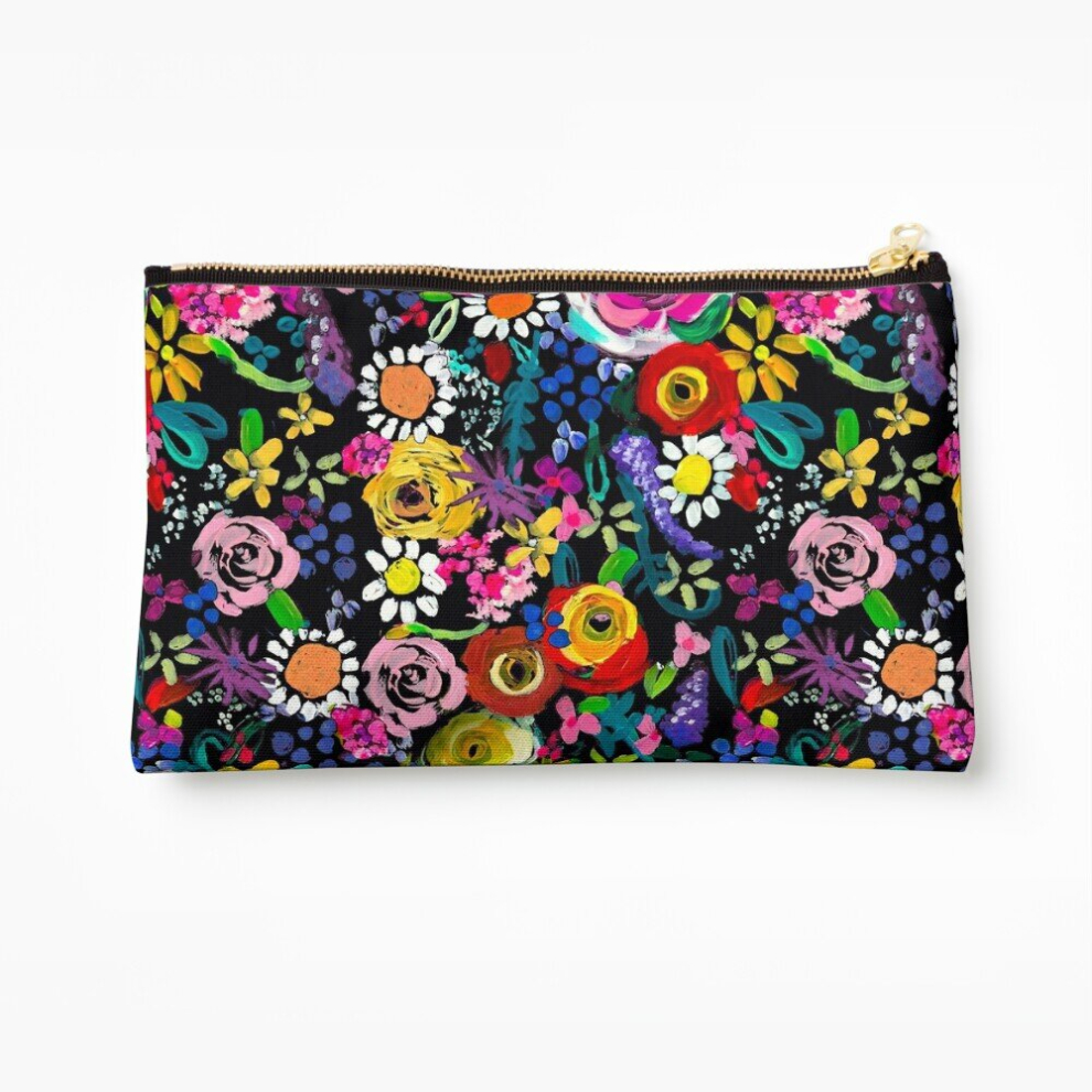 Whibos Makeup Bag Les Fleurs Vibrant Floral Painting Print Cosmetic Organizer Tyvek Paper Bags Zipper Pouch