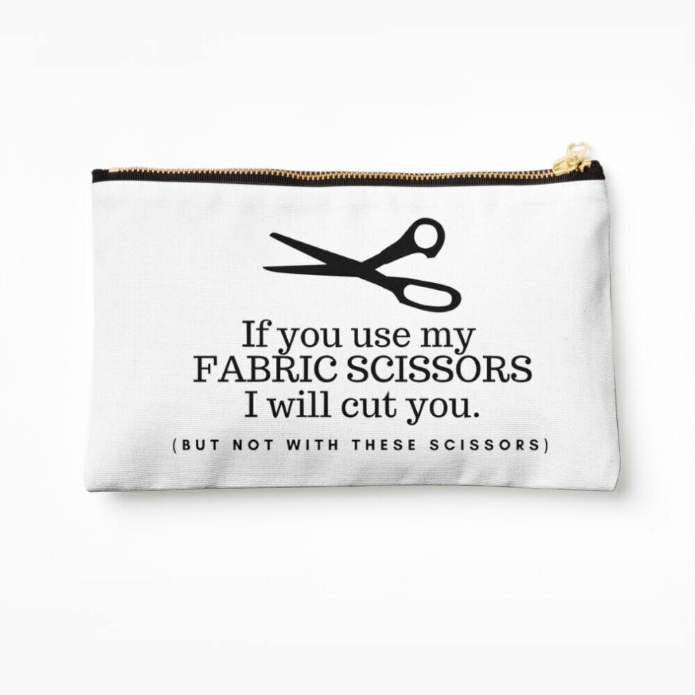Whibos Makeup Bag Don't Touch My Fabric Scissors! Cosmetic Organizer Tyvek Paper Bags Zipper Pouch