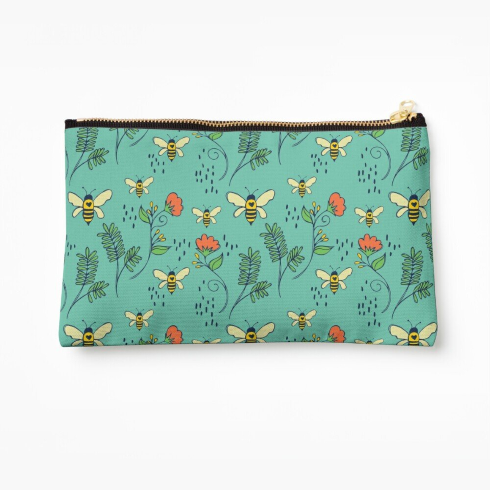 Whibos Makeup Bag Bees And Flowers Cosmetic Organizer Tyvek Paper Bags Zipper Pouch