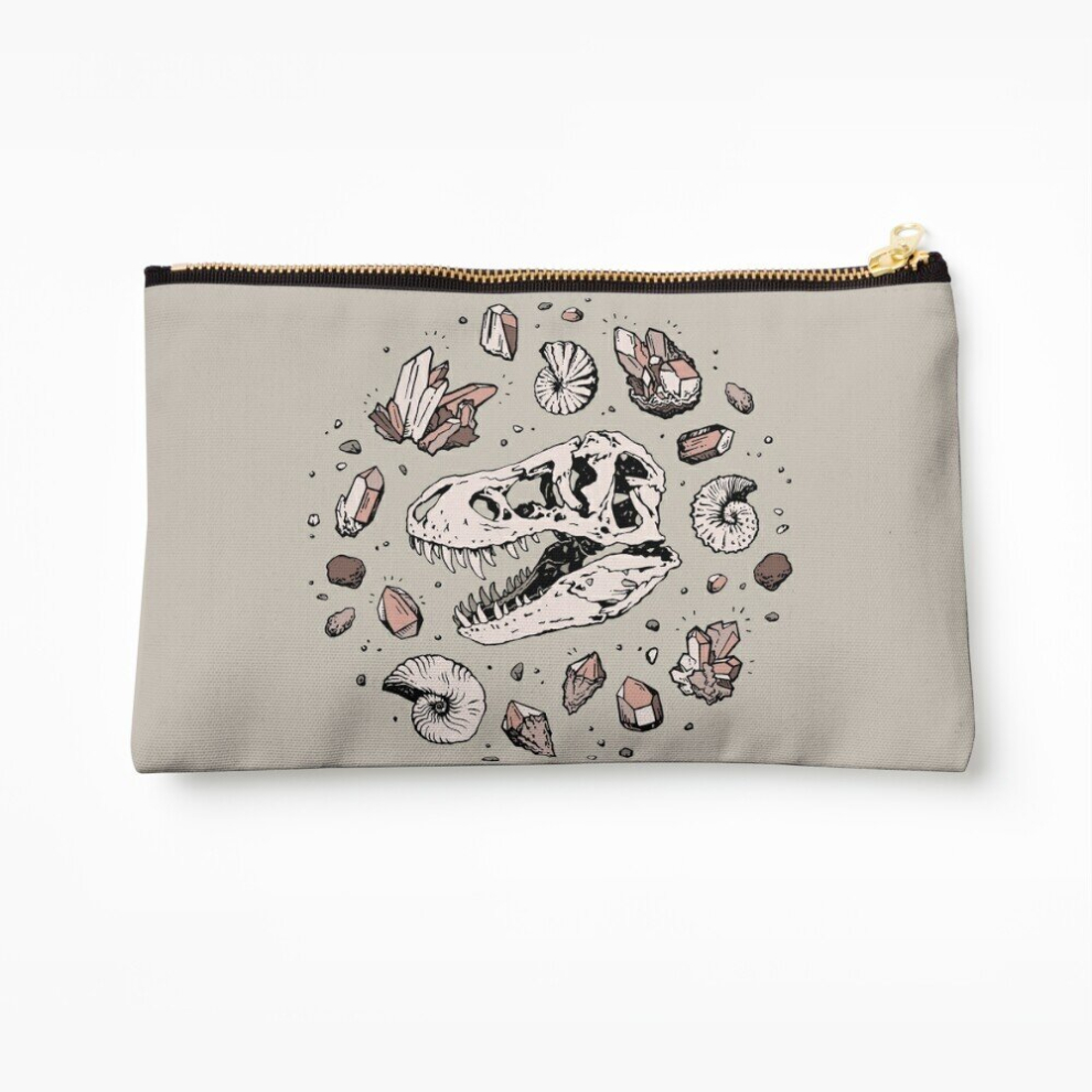 Whibos Makeup Bag Geo-Rex Vortex Rose Quartz Dinosaur Skull Fossil Art Cosmetic Organizer Tyvek Paper Bags Zipper Pouch