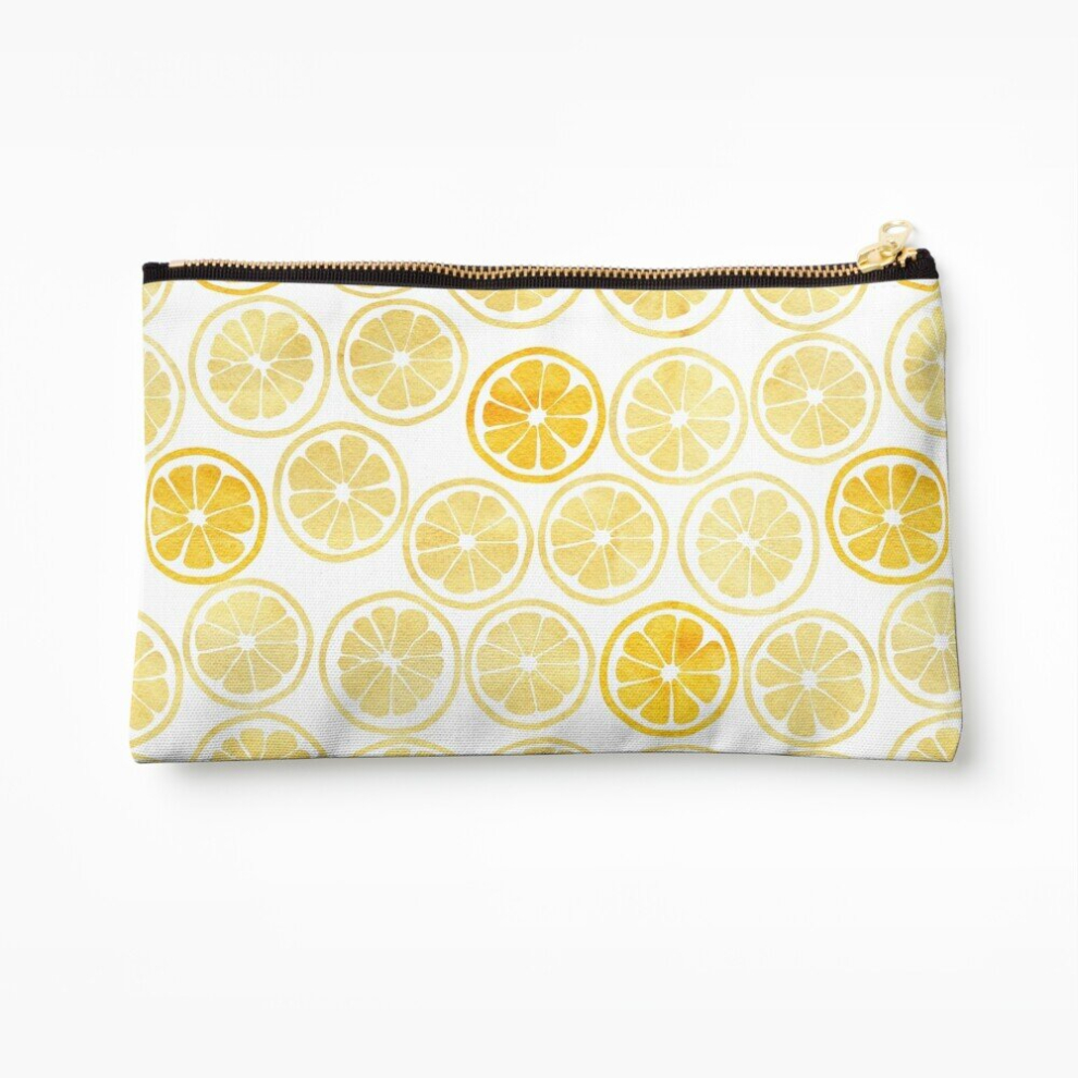 Whibos Makeup Bag Yellow Watercolor Lemon Slices Pattern Cosmetic Organizer Tyvek Paper Bags Zipper Pouch