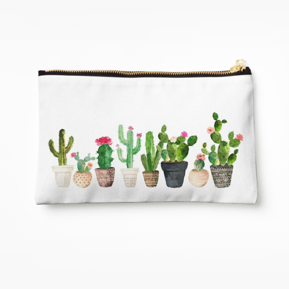 Whibos Makeup Bag Cactus Cosmetic Organizer Tyvek Paper Bags Zipper Pouch