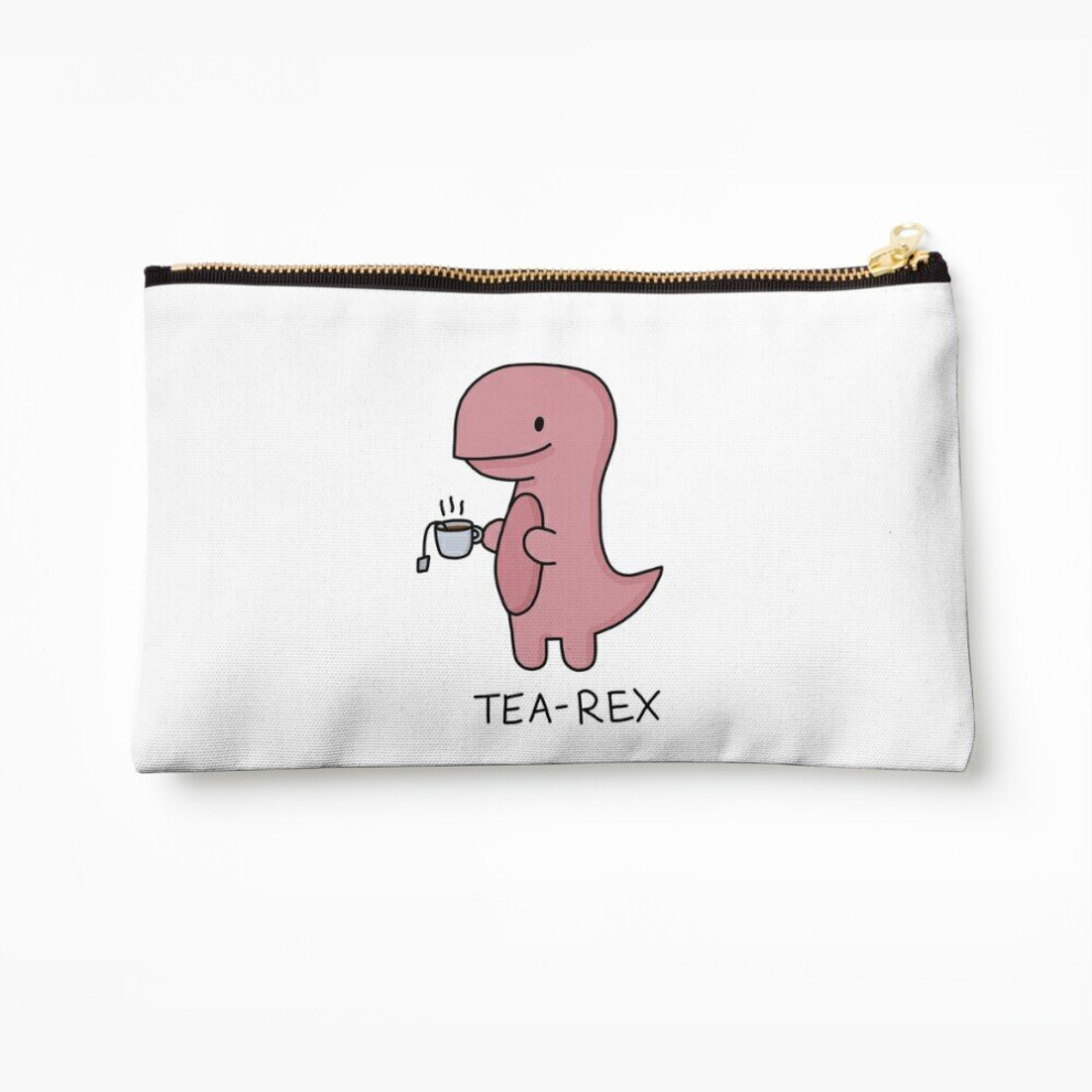 Whibos Makeup Bag 'Tea-Rex' Illustration Cosmetic Organizer Tyvek Paper Bags Zipper Pouch