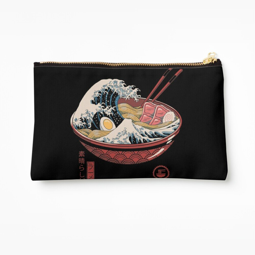 Whibos Makeup Bag Great Ramen Wave Cosmetic Organizer Tyvek Paper Bags Zipper Pouch