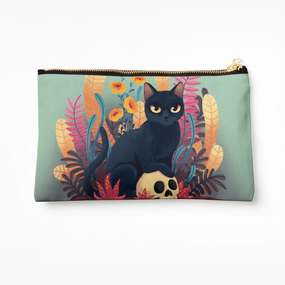 Whibos Makeup Bag Skull Kitty Cosmetic Organizer Tyvek Paper Bags Zipper Pouch