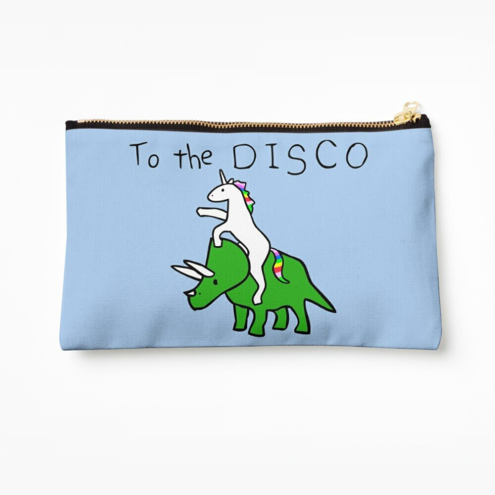 Whibos Makeup Bag To The Disco (Unicorn Riding Triceratops) Cosmetic Organizer Tyvek Paper Bags Zipper Pouch