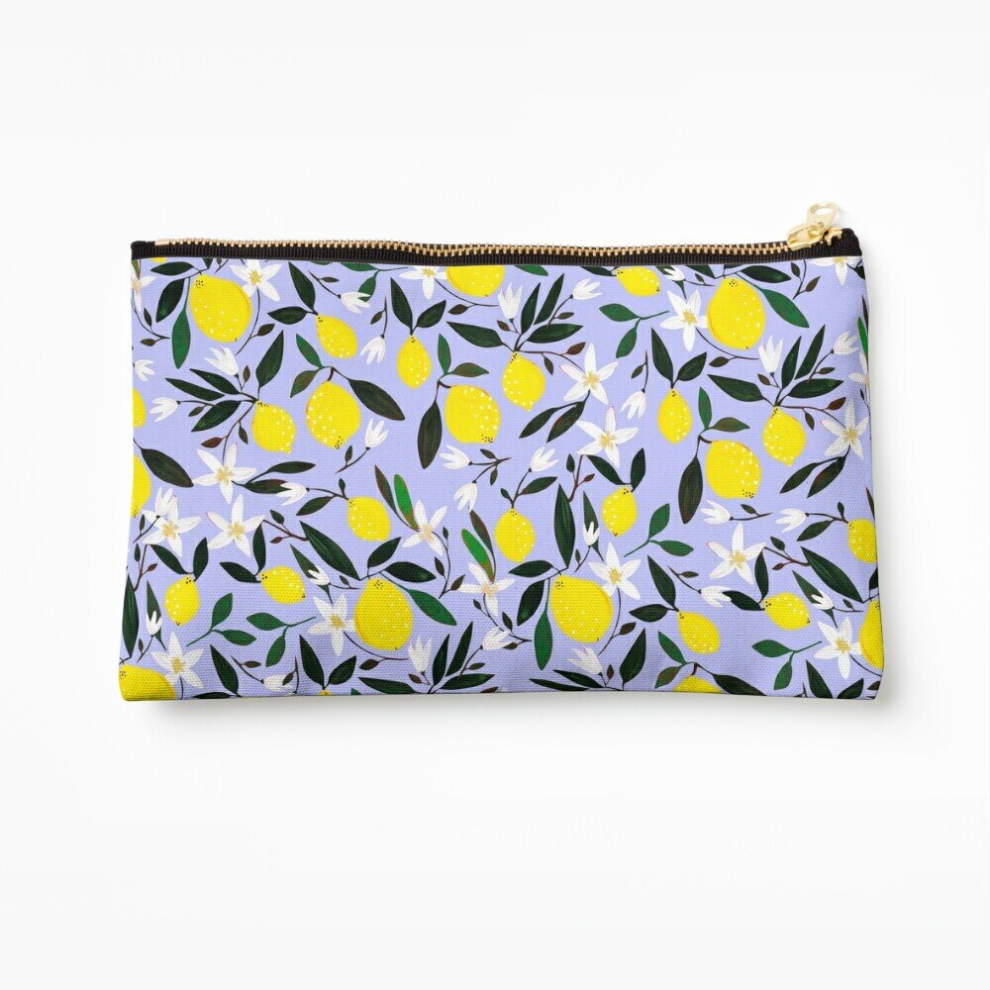 Whibos Blue Makeup Bag Lemons Cosmetic Organizer Tyvek Paper Bags Zipper Pouch