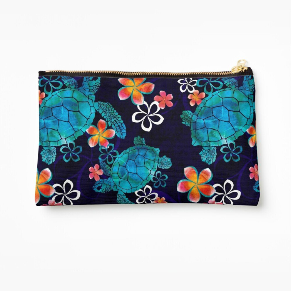 Whibos Makeup Bag Sea Turtle With Flowers Cosmetic Organizer Tyvek Paper Bags Zipper Pouch