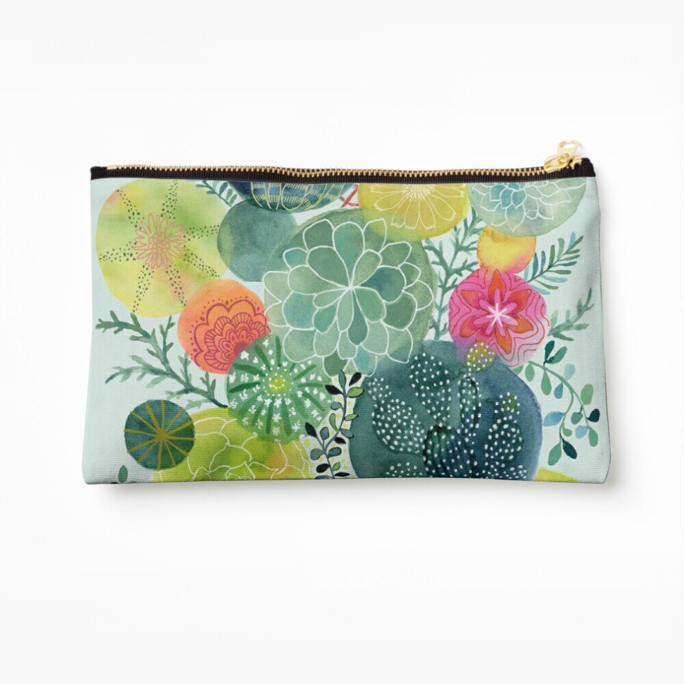 Whibos Makeup Bag Succulent Circles Cosmetic Organizer Tyvek Paper Bags Zipper Pouch