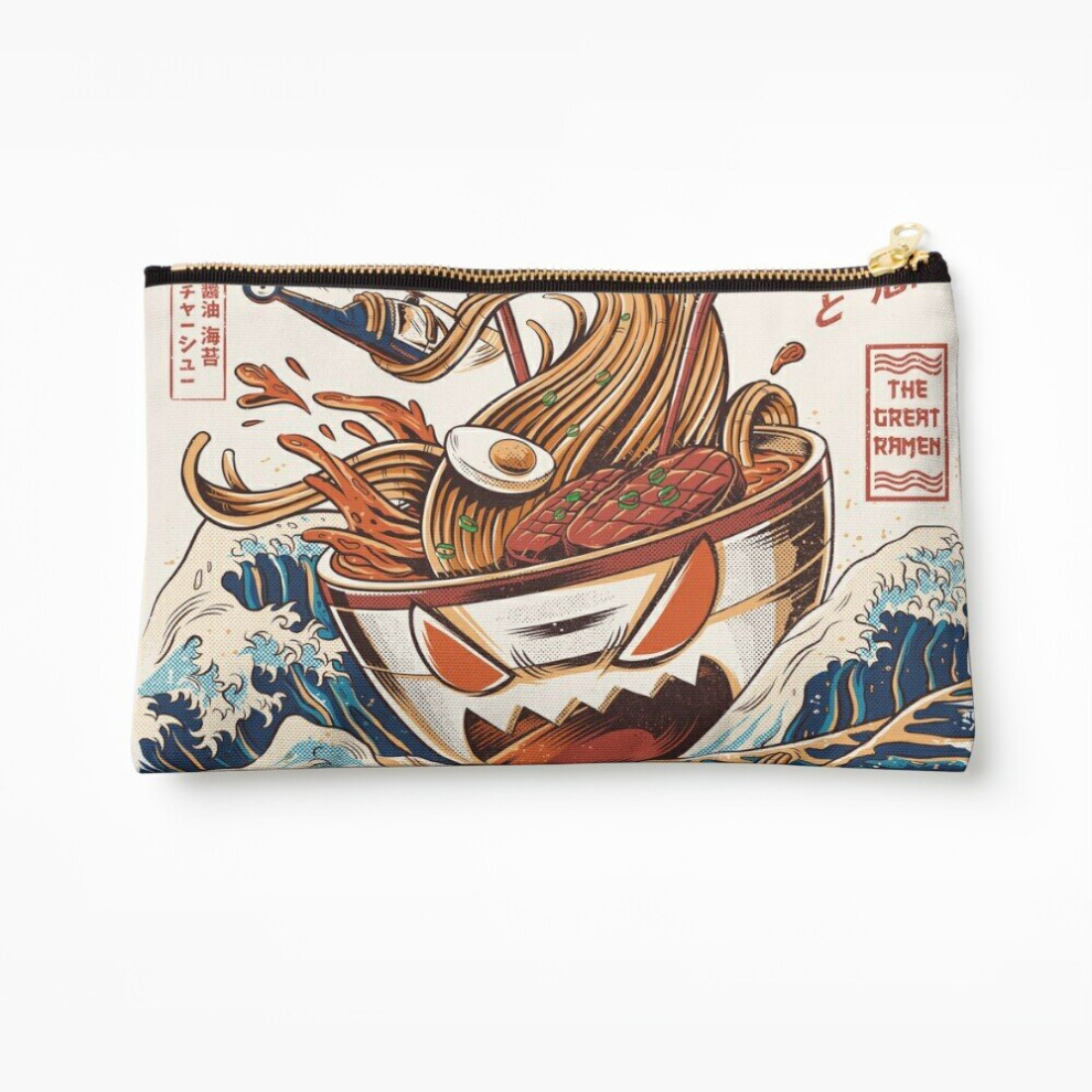 Whibos Makeup Bag The Great Ramen Off Kanagawa Cosmetic Organizer Tyvek Paper Bags Zipper Pouch