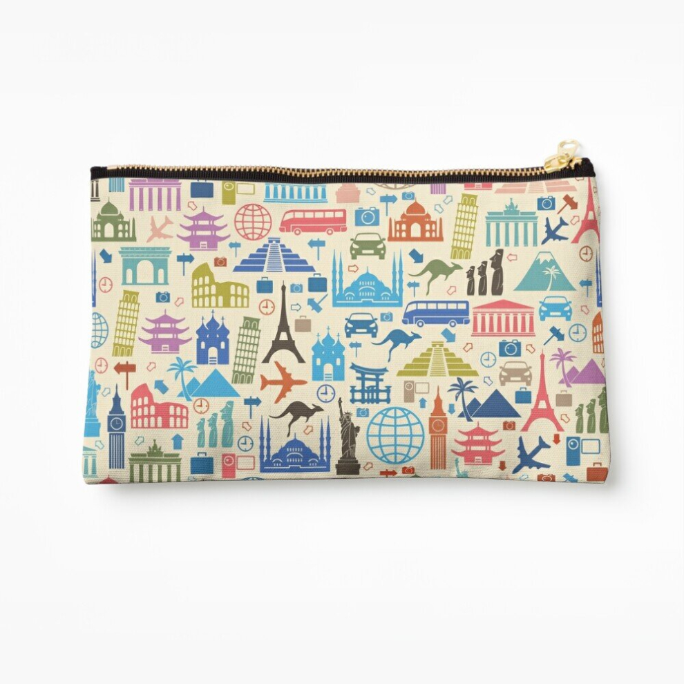 Whibos Makeup Bag Icons Of Travel Cosmetic Organizer Tyvek Paper Bags Zipper Pouch