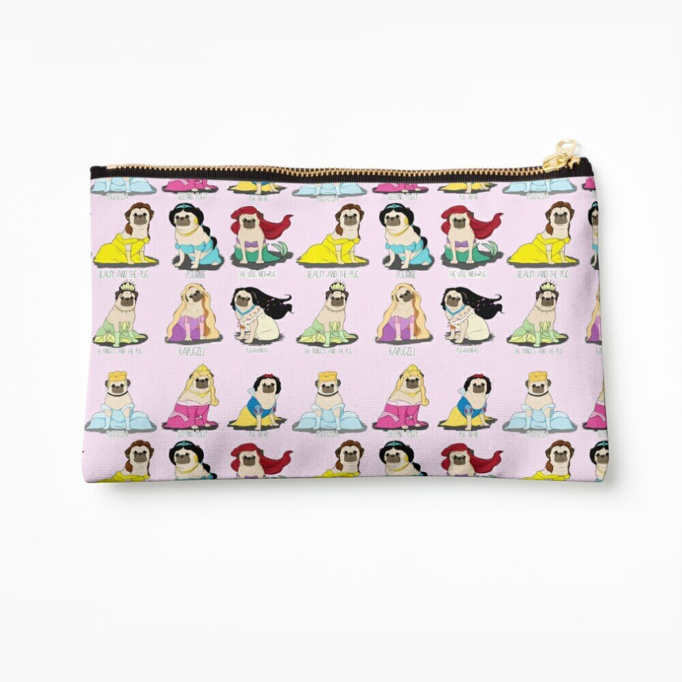 Whibos Makeup Bag Pug Princesses Cosmetic Organizer Tyvek Paper Bags Zipper Pouch