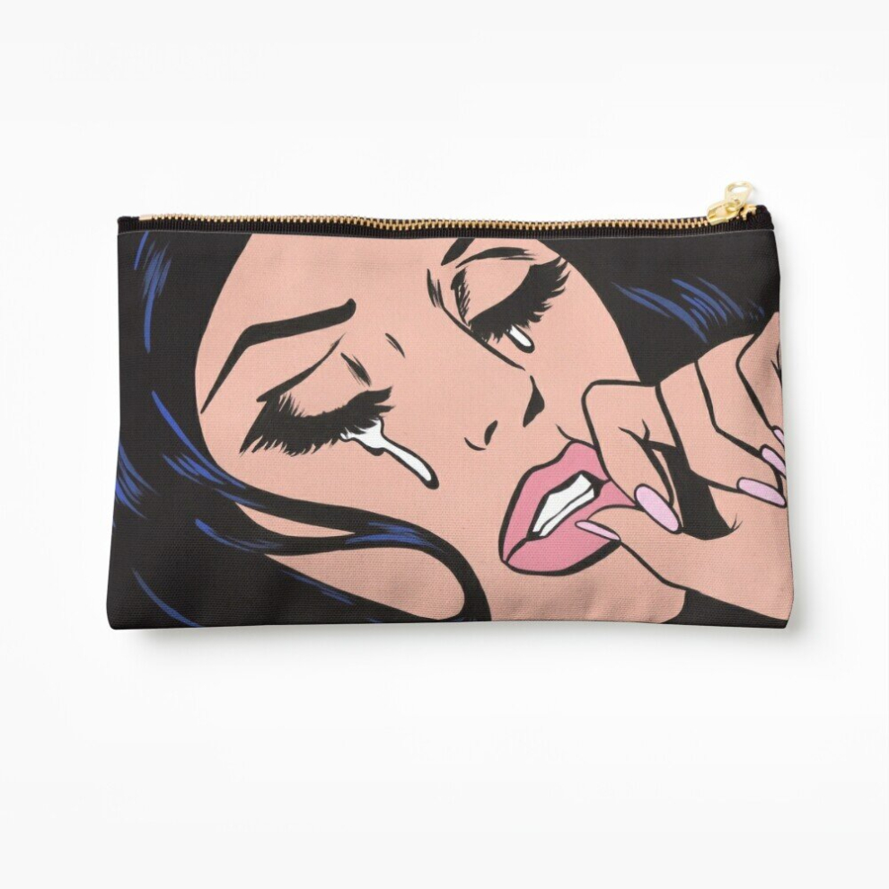 Whibos Black Makeup Bag Hair Crying Comic Girl Cosmetic Organizer Tyvek Paper Bags Zipper Pouch