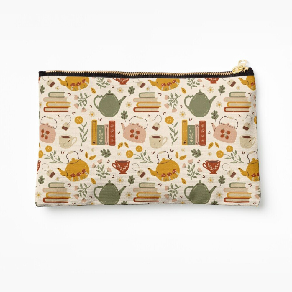 Whibos Makeup Bag Flowery Books And Tea Cosmetic Organizer Tyvek Paper Bags Zipper Pouch