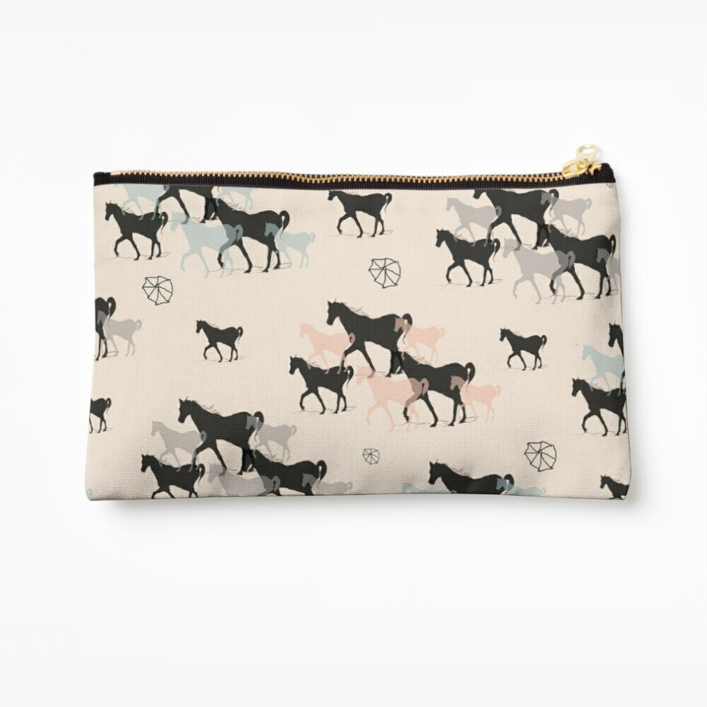 Whibos Makeup Bag Horses Cosmetic Organizer Tyvek Paper Bags Zipper Pouch