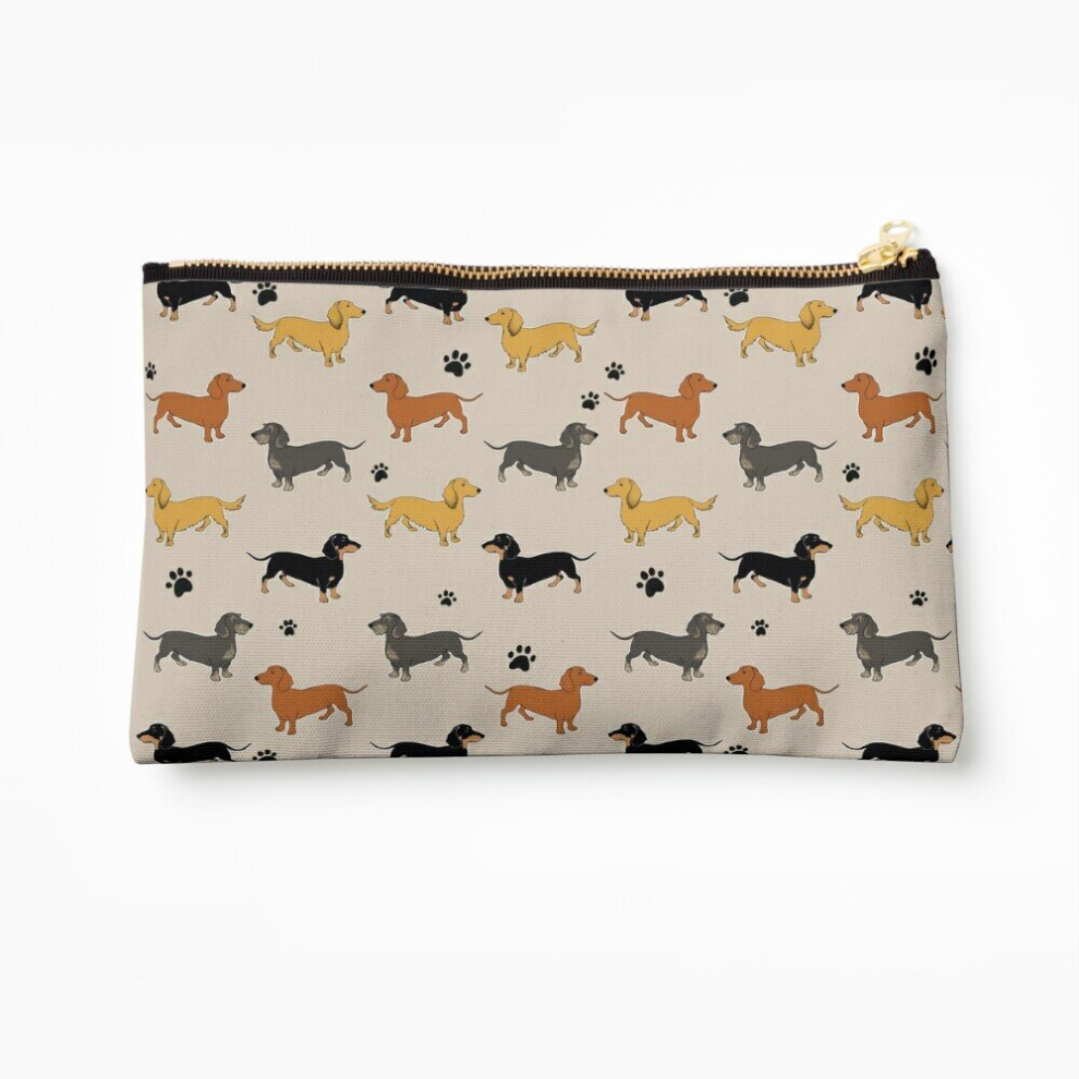 Whibos Makeup Bag Weenie Weenies (Dachshund Sausage Dog) Cosmetic Organizer Tyvek Paper Bags Zipper Pouch