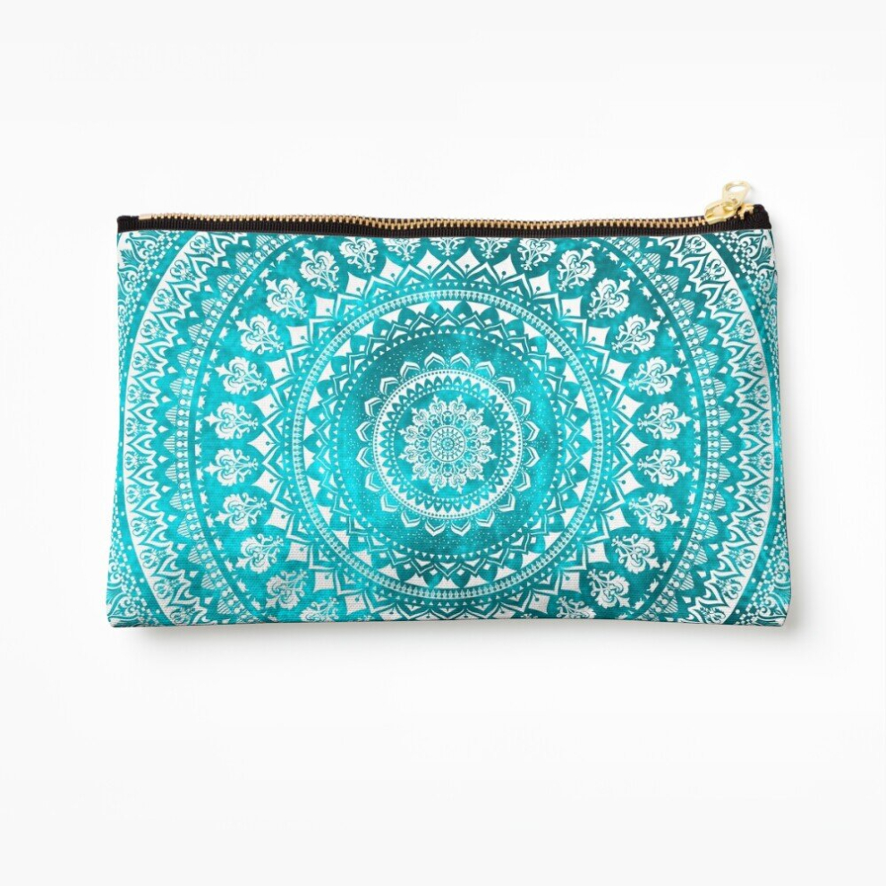 Whibos Turquoise Makeup Bag Mandala Cosmetic Organizer Tyvek Paper Bags Zipper Pouch
