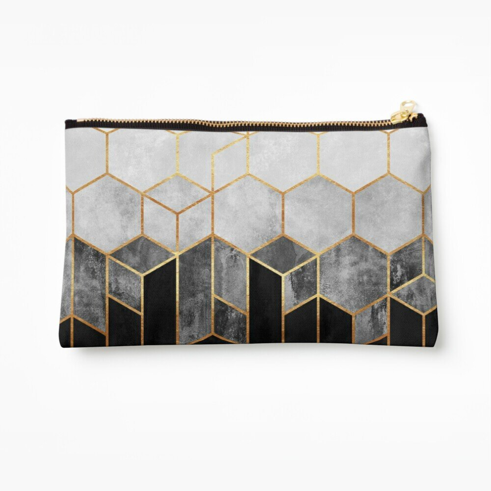 Whibos Makeup Bag Charcoal Hexagons Cosmetic Organizer Tyvek Paper Bags Zipper Pouch