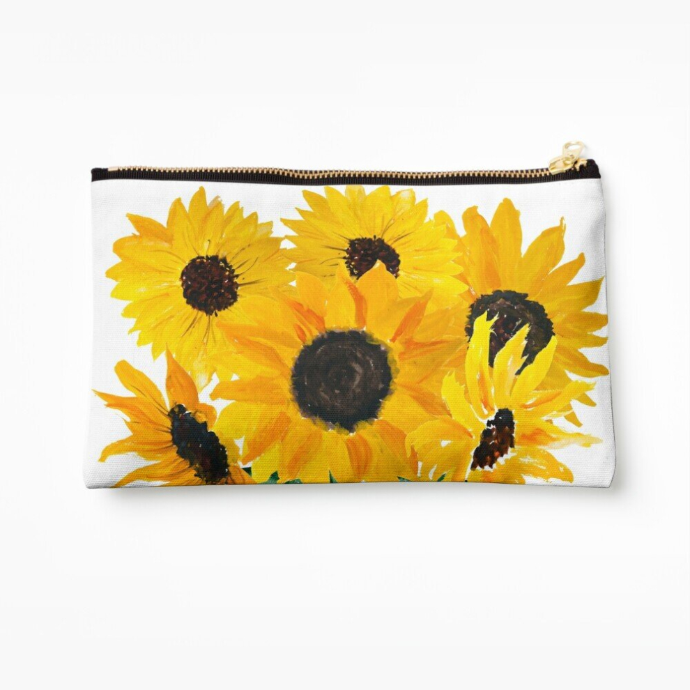 Whibos Makeup Bag Painted Sunflower Bouquet Cosmetic Organizer Tyvek Paper Bags Zipper Pouch