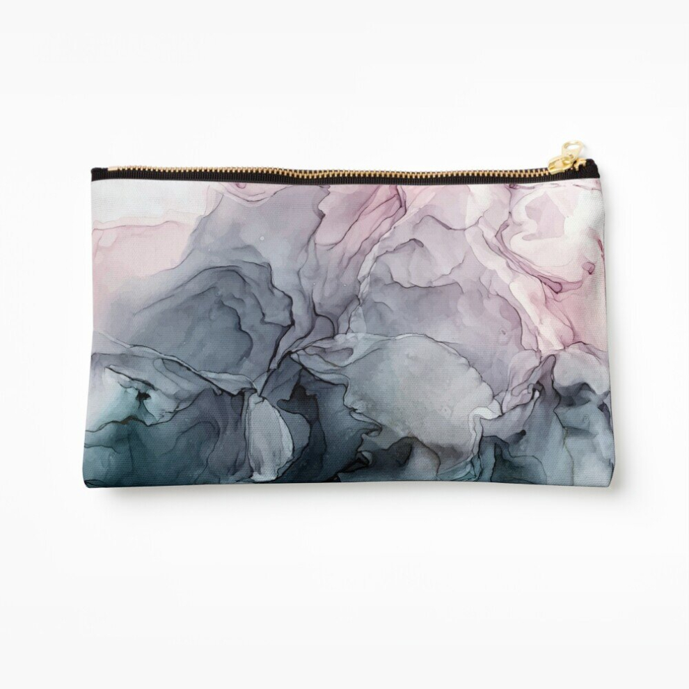 Whibos Grey Makeup Bag Blush And Payne's Flowing Abstract Painting Cosmetic Organizer Tyvek Paper Bags Zipper Pouch