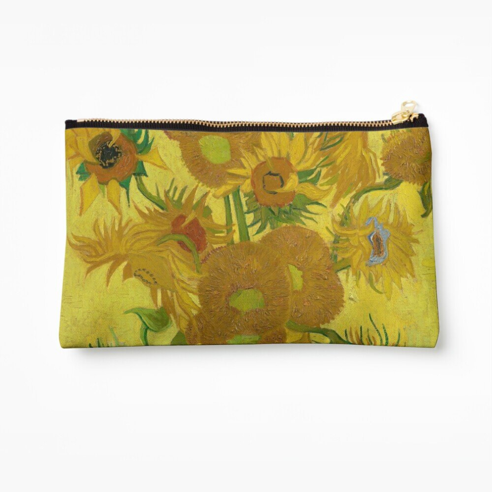 Whibos Makeup Bag Vincent Van Gogh Sunflowers Cosmetic Organizer Tyvek Paper Bags Zipper Pouch