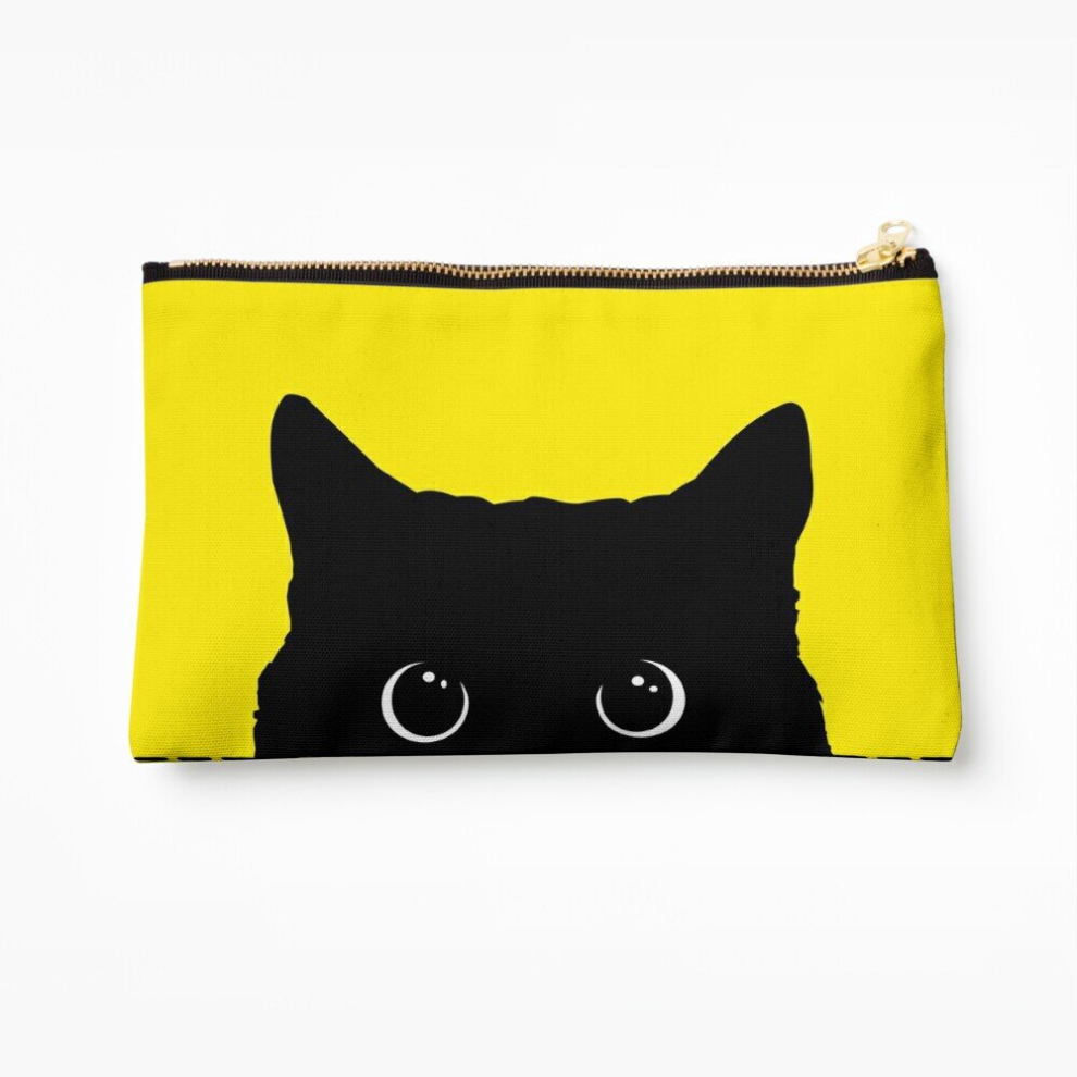 Whibos Black Makeup Bag Cat Peeking Cosmetic Organizer Tyvek Paper Bags Zipper Pouch