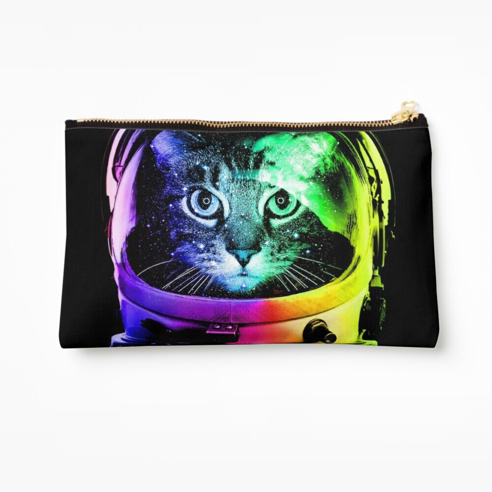 Whibos Makeup Bag Astronaut Cat Cosmetic Organizer Tyvek Paper Bags Zipper Pouch