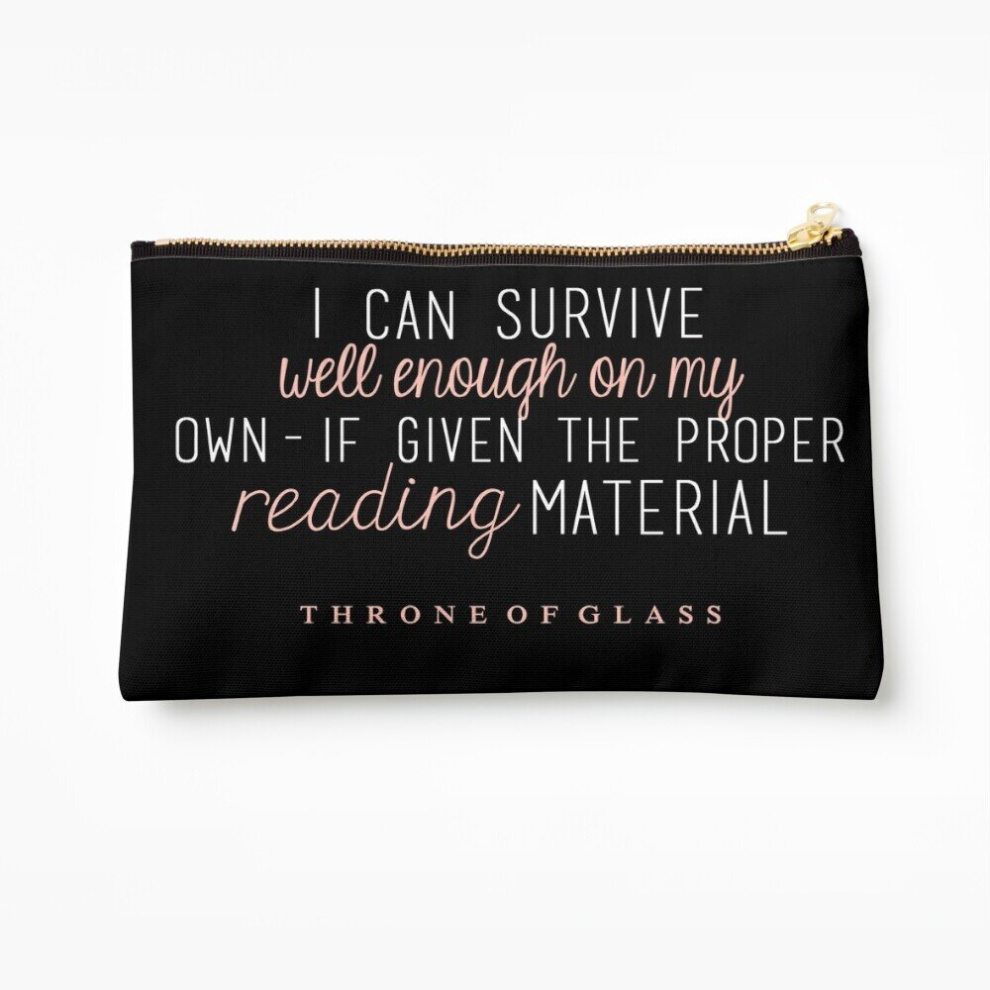 Whibos Makeup Bag "I Can Survive Well Enough On My Own - If Given The Proper Reading Material." Cosmetic Organizer Tyvek Paper Bags Zipper Pouch