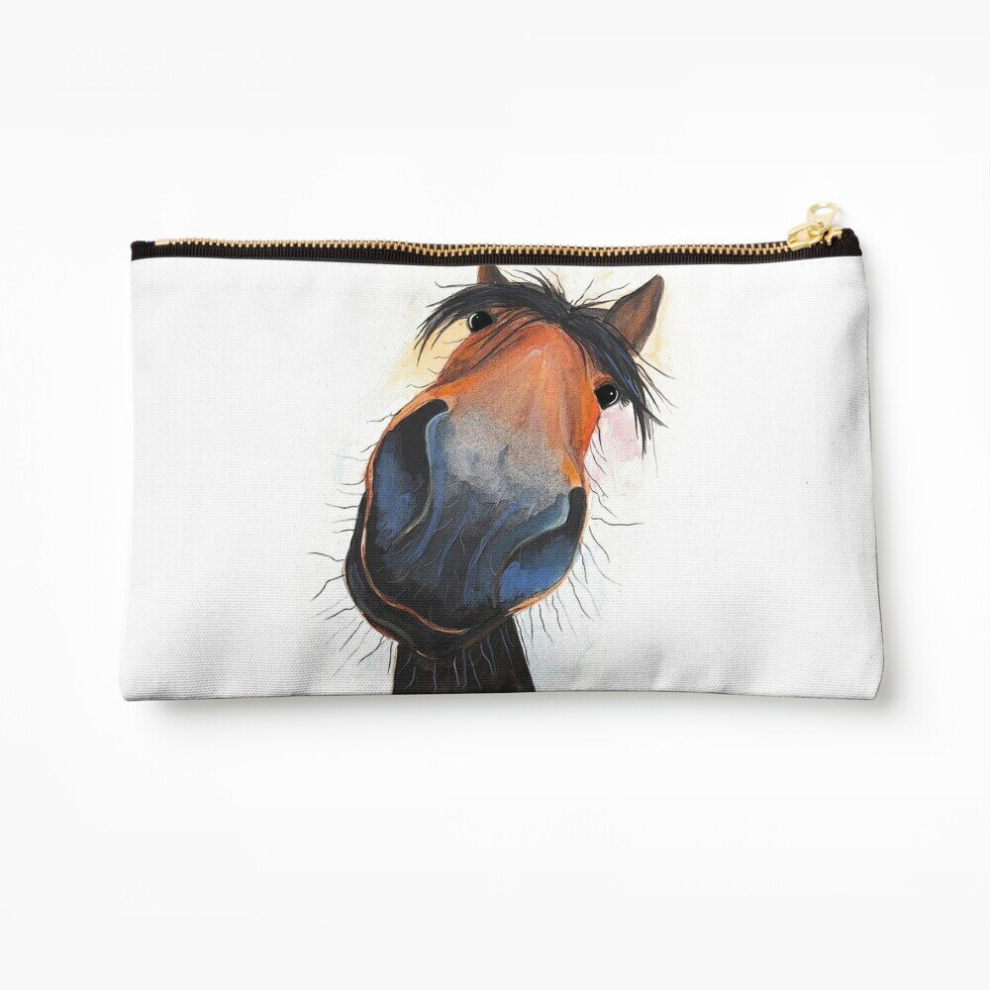 Whibos Makeup Bag Horse Print 'Happy Dave' Cosmetic Organizer Tyvek Paper Bags Zipper Pouch