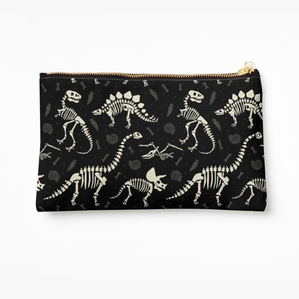 Whibos Black Makeup Bag Dinosaur Fossils In Cosmetic Organizer Tyvek Paper Bags Zipper Pouch