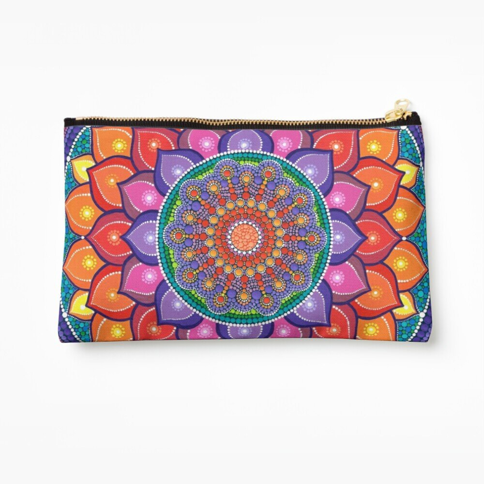 Whibos Makeup Bag Lotus Rainbow Mandala Cosmetic Organizer Tyvek Paper Bags Zipper Pouch