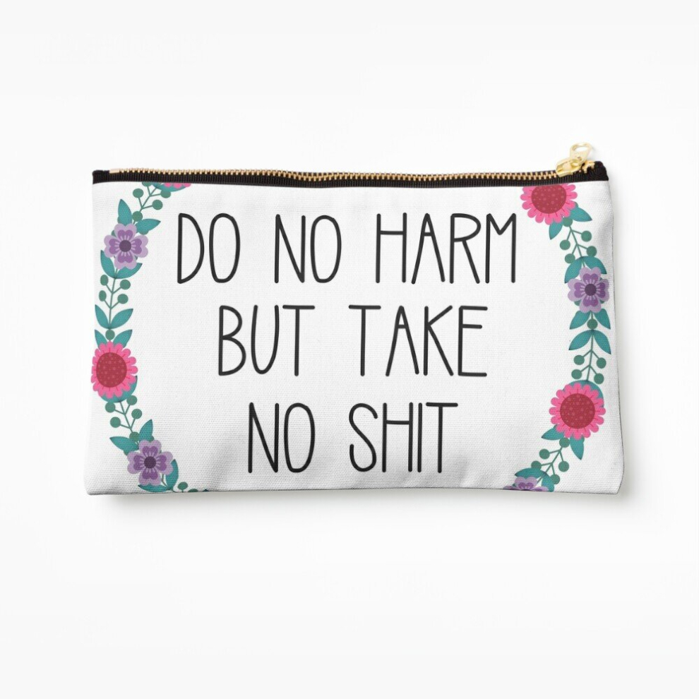 Whibos Makeup Bag Do No Harm But Take No Shit Cosmetic Organizer Tyvek Paper Bags Zipper Pouch
