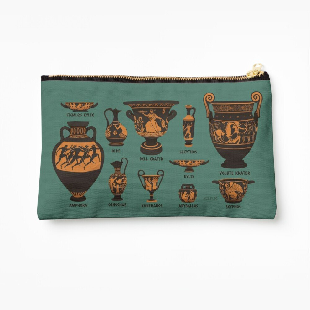 Whibos Makeup Bag Ancient Greek Pottery Cosmetic Organizer Tyvek Paper Bags Zipper Pouch