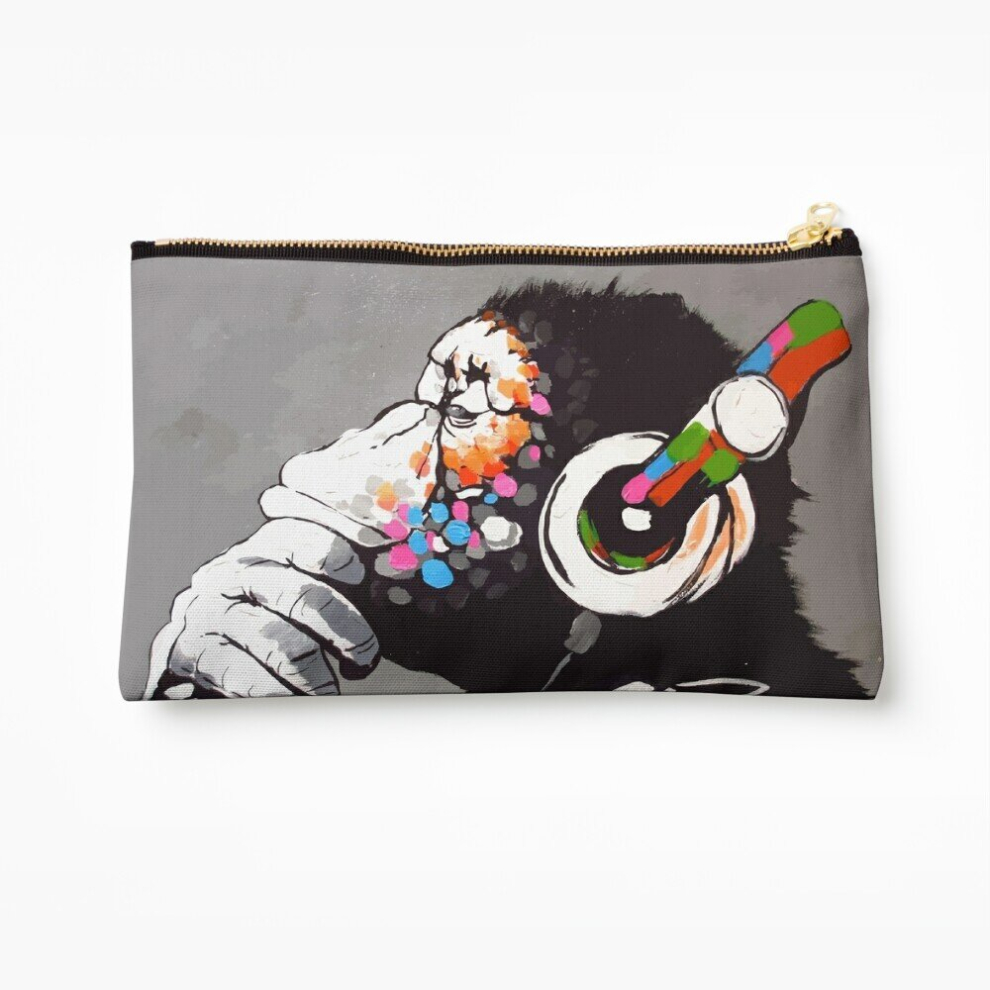 Whibos Makeup Bag Banksy Dj Monkey Thinker With Headphones Cosmetic Organizer Tyvek Paper Bags Zipper Pouch