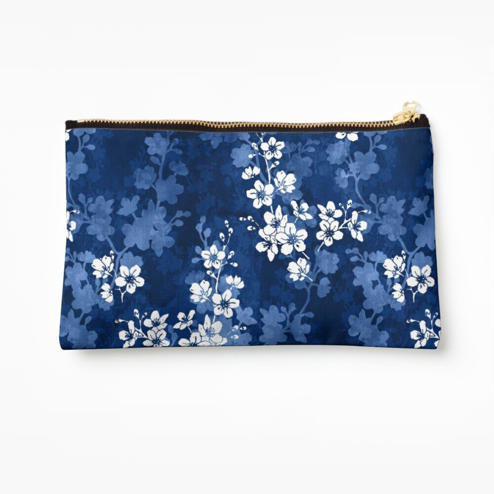 Whibos Blue Makeup Bag Sakura Blossom In Deep Cosmetic Organizer Tyvek Paper Bags Zipper Pouch