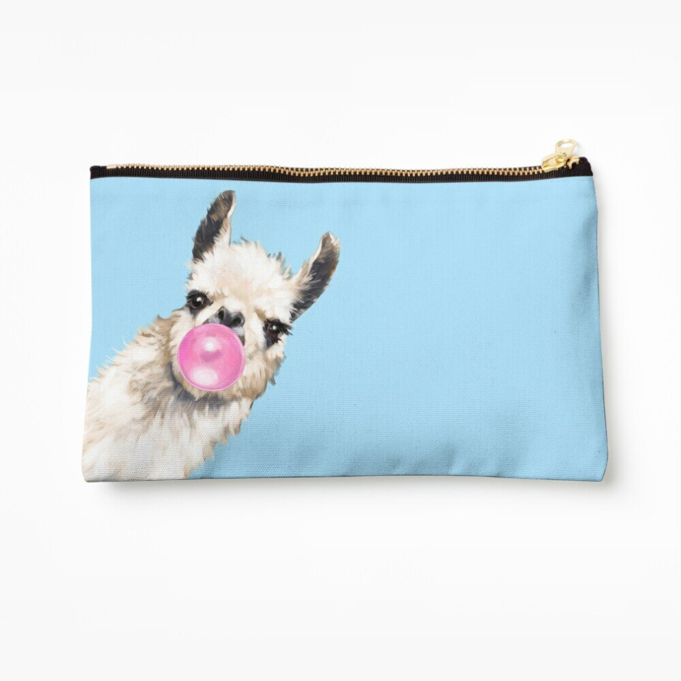 Whibos Blue Makeup Bag Bubble Gum Sneaky Llama In Cosmetic Organizer Tyvek Paper Bags Zipper Pouch