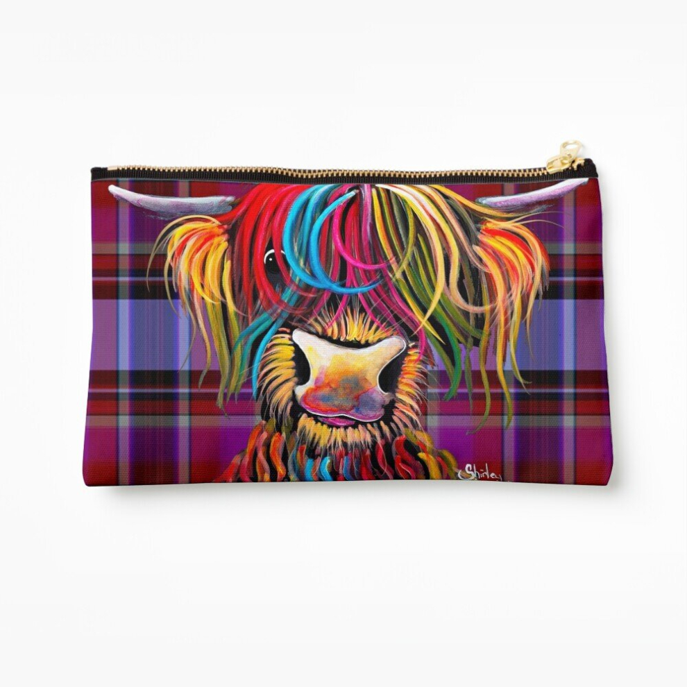 Whibos Makeup Bag Scottish Highland Cow ' Tartan Nelly P ' Cosmetic Organizer Tyvek Paper Bags Zipper Pouch