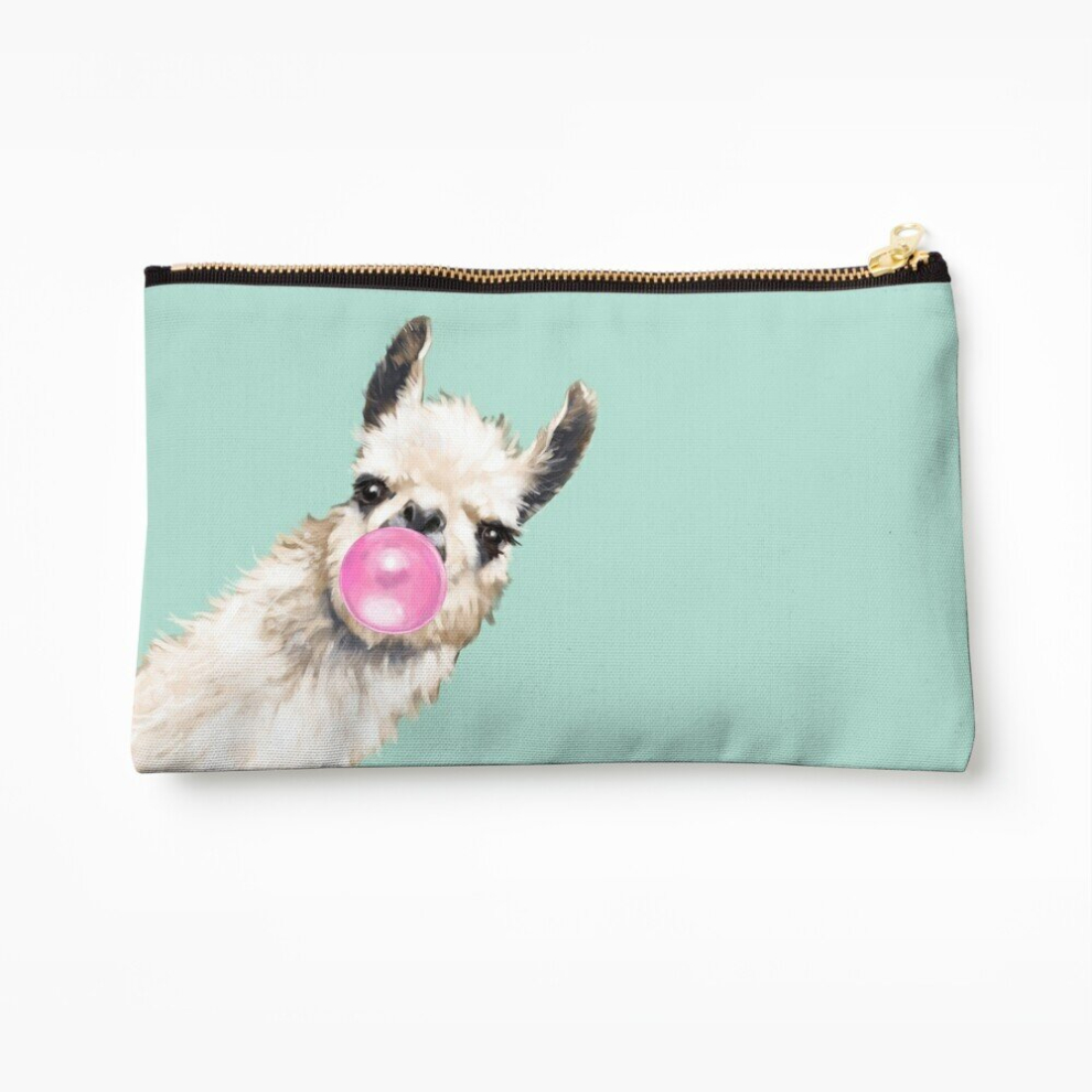Whibos Green Makeup Bag Bubble Gum Sneaky Llama In Cosmetic Organizer Tyvek Paper Bags Zipper Pouch