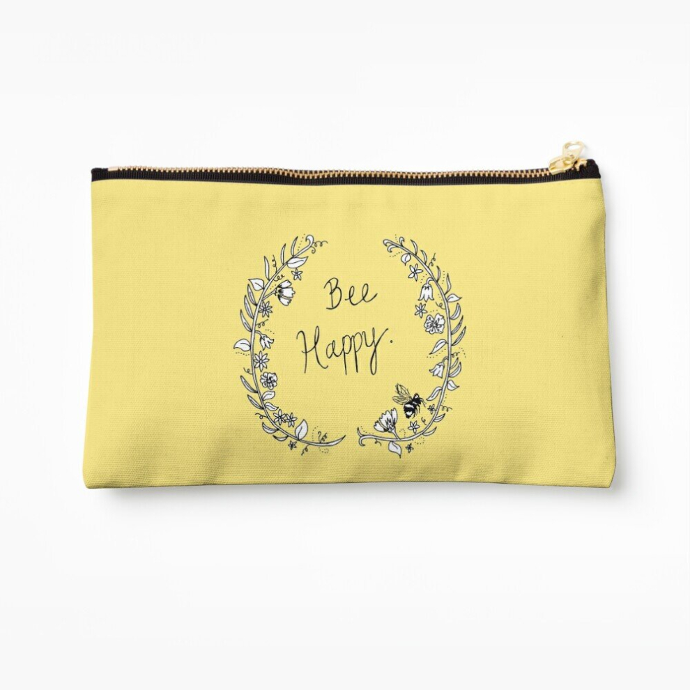 Whibos Makeup Bag Bee Happy Cosmetic Organizer Tyvek Paper Bags Zipper Pouch