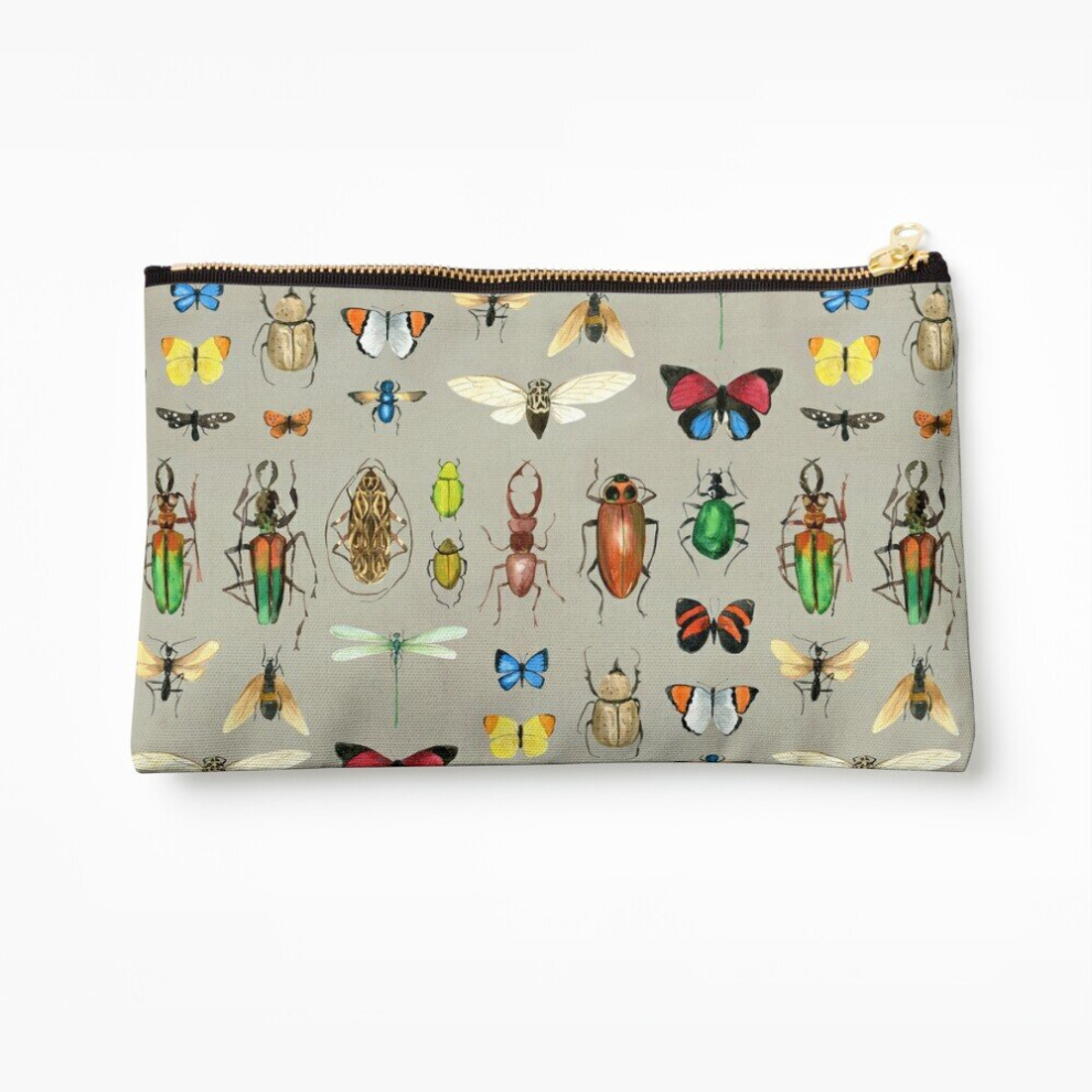 Whibos Grey Makeup Bag The Usual Suspects - Insects On - Watercolour Bugs Pattern By Cecca Designs Cosmetic Organizer Tyvek Paper Bags Zipper Pouch