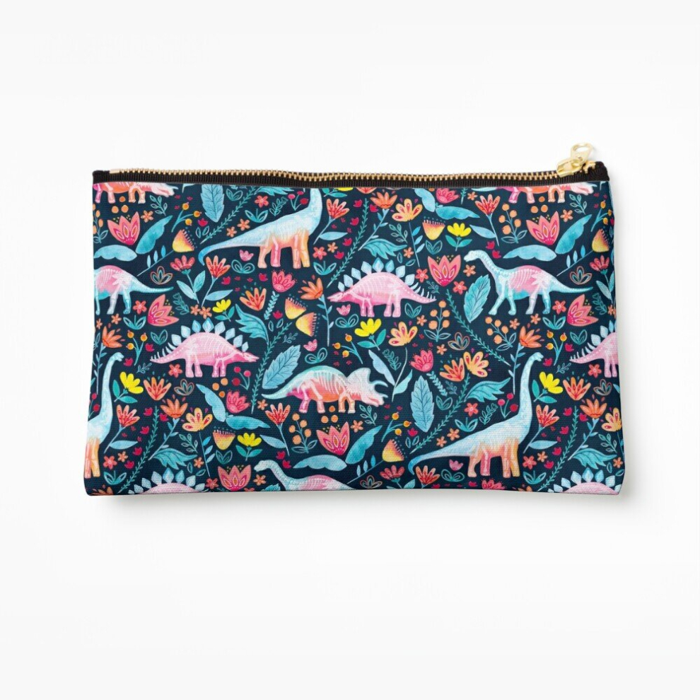 Whibos Makeup Bag Dinosaur Delight Cosmetic Organizer Tyvek Paper Bags Zipper Pouch