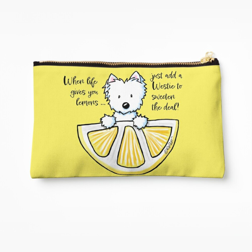 Whibos Makeup Bag Kiniart Life Lemons Westie Cosmetic Organizer Tyvek Paper Bags Zipper Pouch