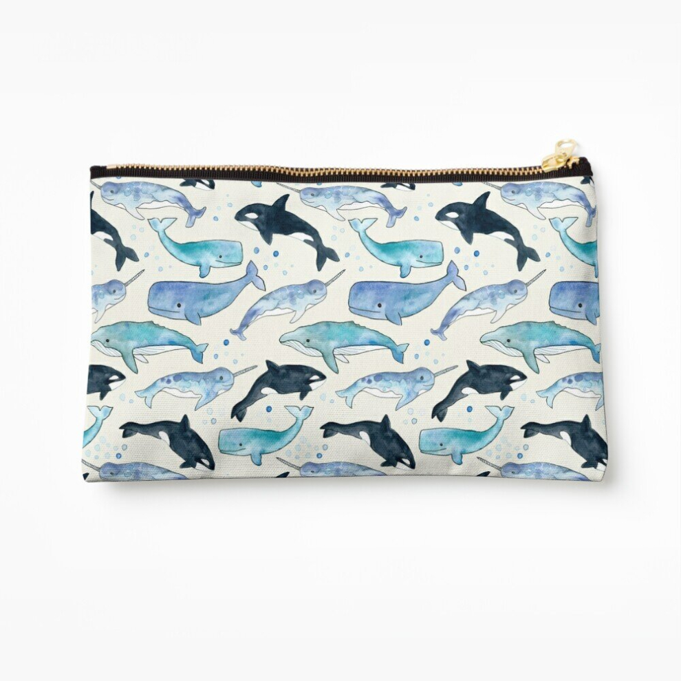 Whibos Makeup Bag Whales, Orcas Narwhals Cosmetic Organizer Tyvek Paper Bags Zipper Pouch