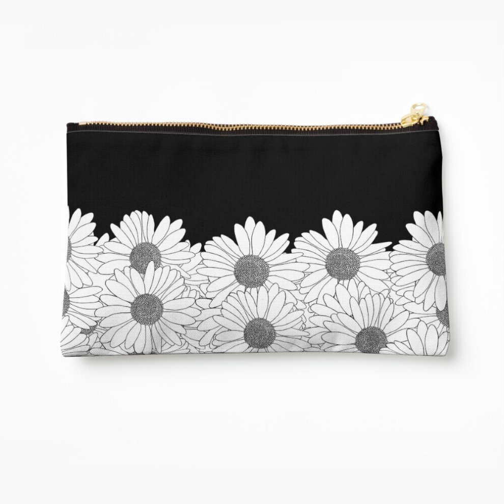 Whibos Makeup Bag Daisy Boarder Cosmetic Organizer Tyvek Paper Bags Zipper Pouch
