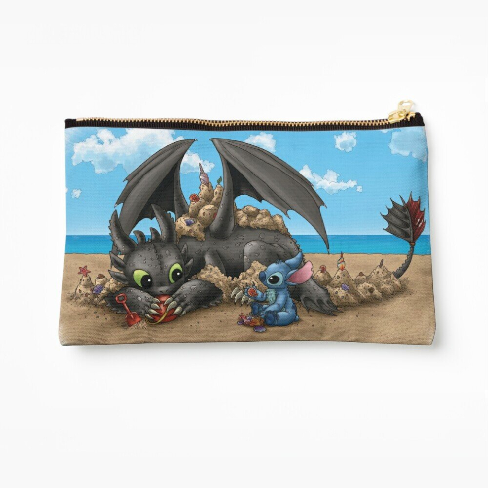 Whibos Makeup Bag Beach Buds - Toothless And Stitch Cosmetic Organizer Tyvek Paper Bags Zipper Pouch