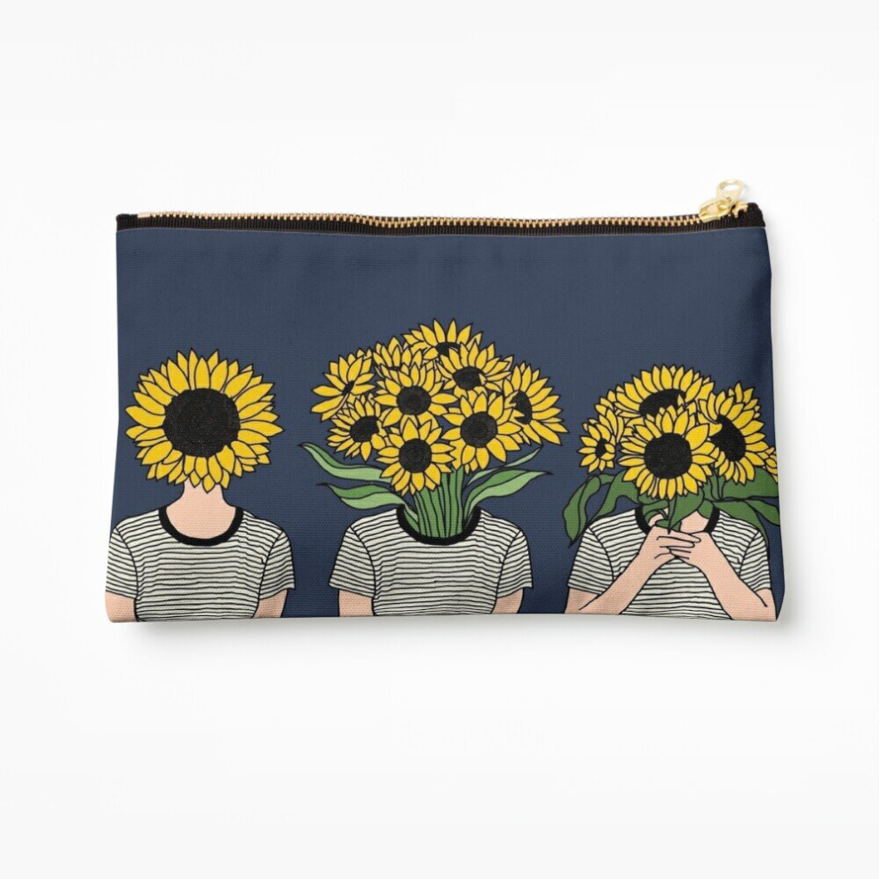 Whibos Makeup Bag Sunflower Humans Cosmetic Organizer Tyvek Paper Bags Zipper Pouch