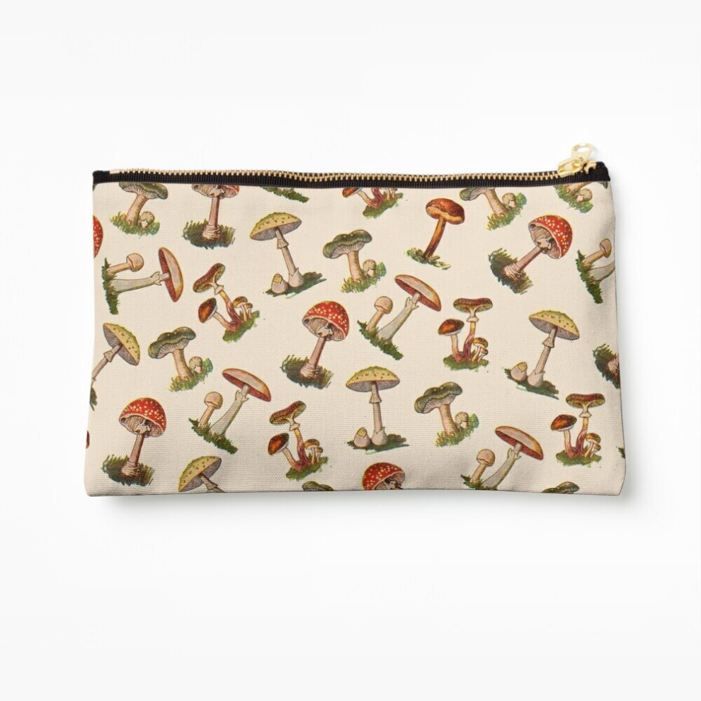 Whibos Makeup Bag Mushrooms Cosmetic Organizer Tyvek Paper Bags Zipper Pouch