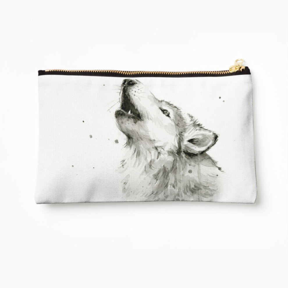 Whibos Makeup Bag Wolf Howling Watercolor Cosmetic Organizer Tyvek Paper Bags Zipper Pouch