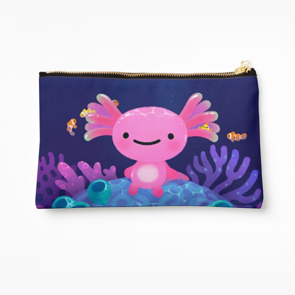 Whibos Coral Makeup Bag Axolotl Cosmetic Organizer Tyvek Paper Bags Zipper Pouch