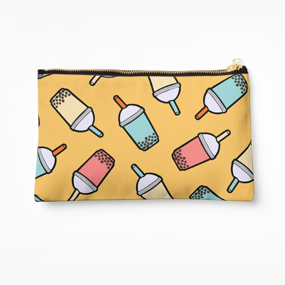 Whibos Makeup Bag Bubble Tea Pattern Cosmetic Organizer Tyvek Paper Bags Zipper Pouch